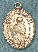 St. Matthew 14kt Gold Oval Medal 1 in.