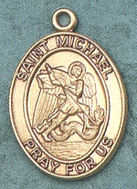 St. Michael 4kt Gold Oval Medal 1 In.