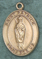 St. Patrick 14kt Gold Medal 1 In. Oval