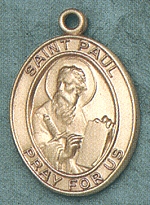 St Paul 14kt Gold Oval Medal 1 in.