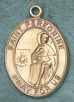 St. Peregrine 14kt Gold Oval Medal 1 in.