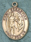 St. Sebastian 4kt Gold Oval Medal 1 In.