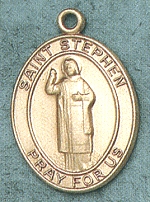 St. Stephen 14kt Gold Medal Oval 1 In.