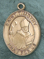 St. Timothy 14kt Gold Medal 1 In. Oval