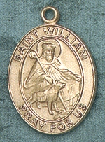 St. William 14kt Gold Oval Medal 1 In.