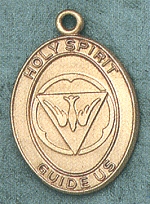 Holy Spirit 14kt Gold Oval Medal 1 In.