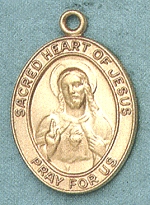 Scapular 14kt Gold Oval Medal 1 In.