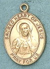 Scapular 14kt Gold Oval Medal 1 In.