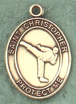 St. Christopher/Karate 14kt Gold Medal