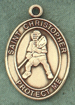 St. Christopher/Lacrosse 14kt Gold Filled Medal