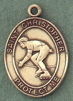 St. Christopher/Rollerblading 14kt Medal