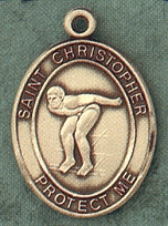 St. Christopher/Swimming 14kt Gold Medal