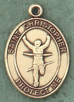 St. Christopher/Track 14kt Gold Medal