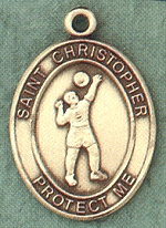 St. Christopher/Volleyball 14kt Gold Medal
