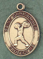 St. Christopher/Weightlifting 14kt Gold Medal