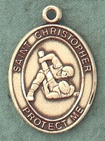 St. Christopher Wrestling Gold Filled Medal