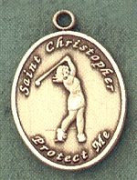 Lady's St. Christopher/Golf 14kt Gold Medal