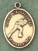 Lady's St. Christopher Rollerblading Gold Filled Medal