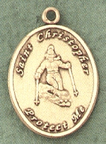 Lady's St. Christopher/Skiing 14kt Gold Medal