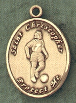 Lady's St. Christopher Soccer Gold Filled Medal