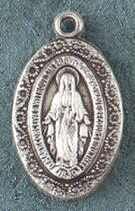Ornate Sterling Miraculous Medal 7/8 In.