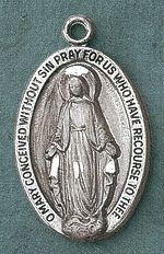 Miraculous Medal in Sterling 1.25 In.