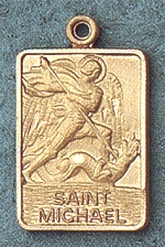 St. Michael Rectangular Medal 14kt Gold