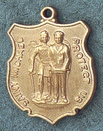 St. Michael Police Shield Medal Gold Filled