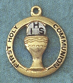 First Communion Medal 11/16 In. Gold Filled