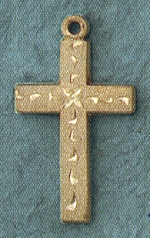 14kt Gold Engraved Cross 7/8 In.