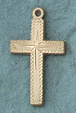 14kt Gold Engraved Cross 7/8 In.