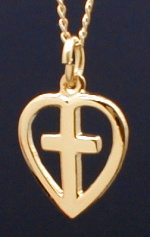 Cross Heart Gold Necklace