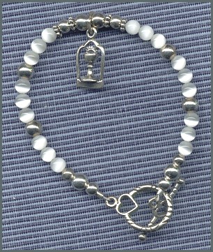 White Cateye Communion Bracelet - 7 1/4 In.