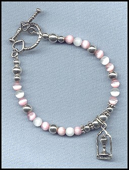 Pink & White Communion Bracelet - 7 1/4 In.