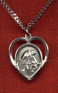 Guardian Angel Heart Medal in Sterling