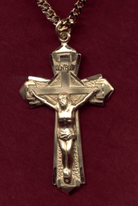 Fortress Crucifix Gold Necklace