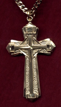 Engraved & Cobbled Cross Necklace Gold