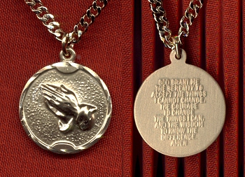 Round Praying Hands Medal Gold Filled