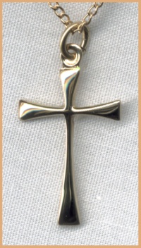 Petit Tapered Gold Cross Necklace
