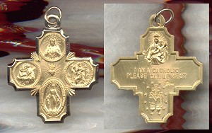 14kt Gold 4-way Medal - 1 1/8 Inch