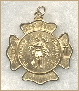 14kt Gold St Florian Medal - 1 Inch