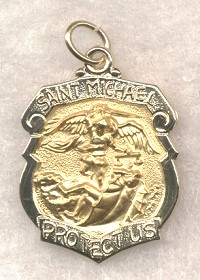 14kt Gold St Michael Medal - 1 Inch