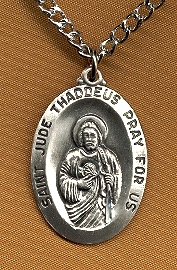 Large Oval St. Jude 1 1/8 In. Sterling