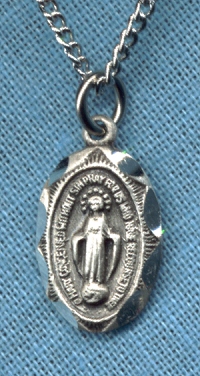 First Communion Miraculous Medal Sterling 1/2 In.