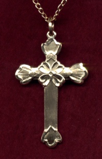 Four Leaf Clover Center Gold Cross Necklace