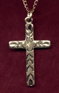 Floral Engraved Cross Necklace