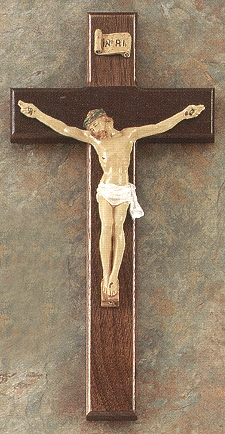 Walnut/Hand Painted Crucifix 10 In.