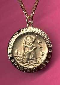 St. Christopher Protect Us Medal Gold on Sterling