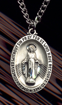 Large Miraculous Medal 1 1/16 In. Sterling