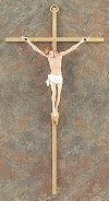 Gold/Brass & Natural Figure Crucifix 10 In.